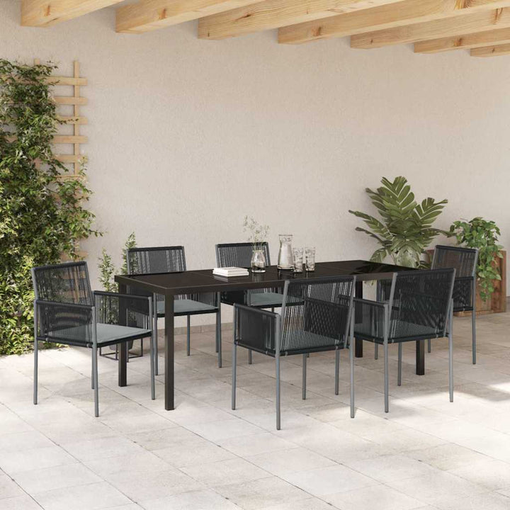 Have Spisebordssæt 7 pcs Sort PE Rattan
