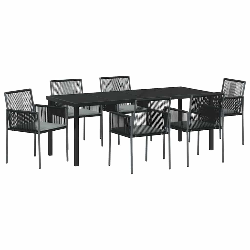 Have Spisebordssæt 7 pcs Sort PE Rattan