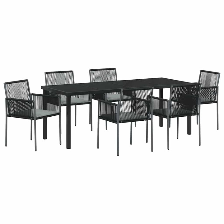 Have Spisebordssæt 7 pcs Sort PE Rattan