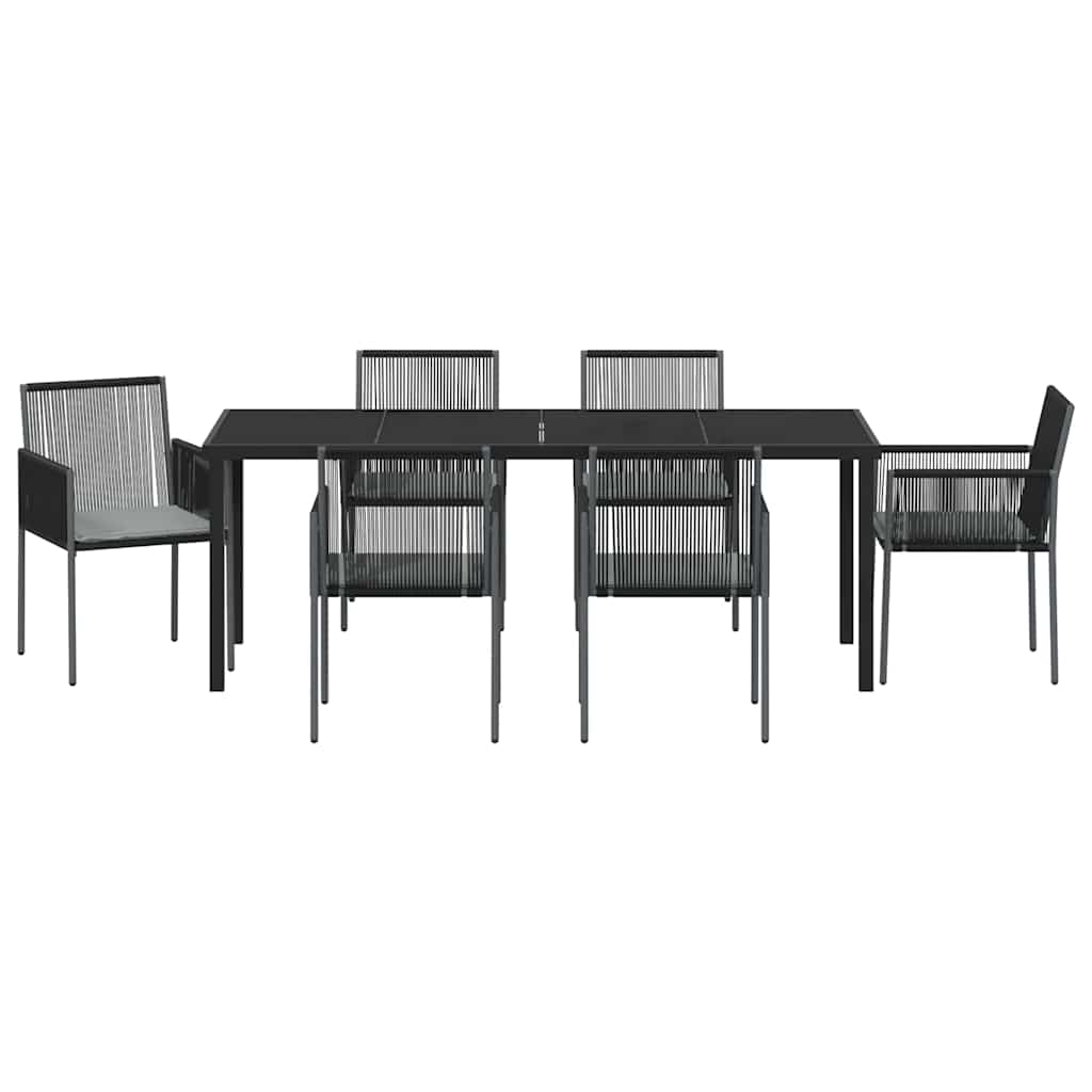 Have Spisebordssæt 7 pcs Sort PE Rattan