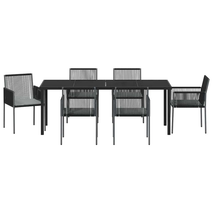 Have Spisebordssæt 7 pcs Sort PE Rattan