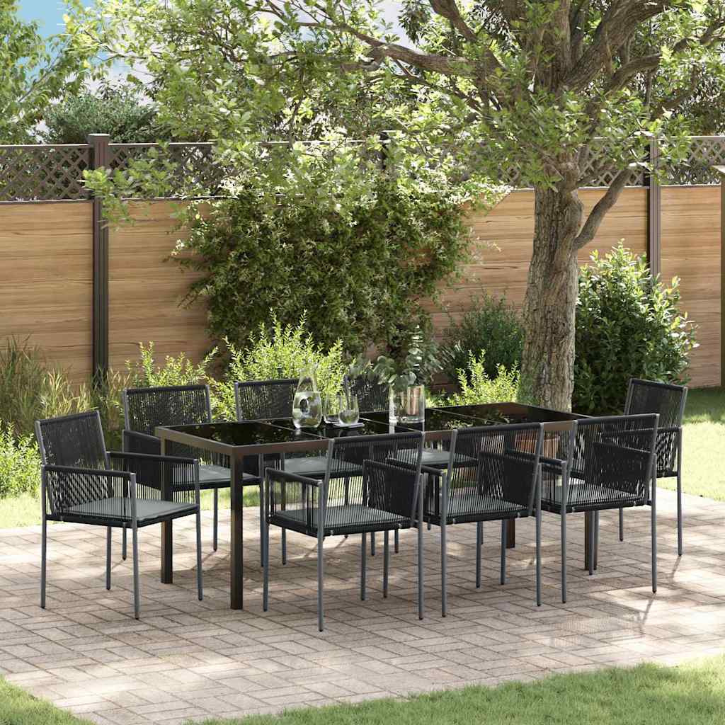 Have Spisebordssæt 9 pcs Sort PE Rattan
