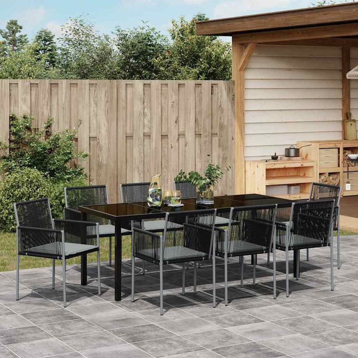 Have Spisebordssæt 9 pcs Sort PE Rattan