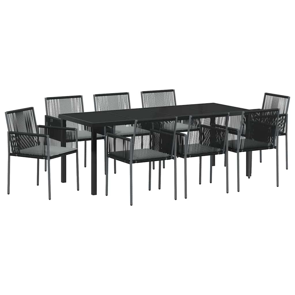 Have Spisebordssæt 9 pcs Sort PE Rattan