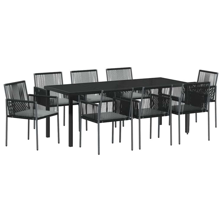 Have Spisebordssæt 9 pcs Sort PE Rattan
