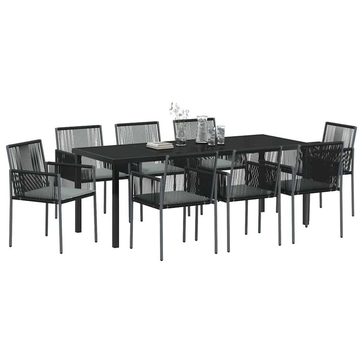 Have Spisebordssæt 9 pcs Sort PE Rattan