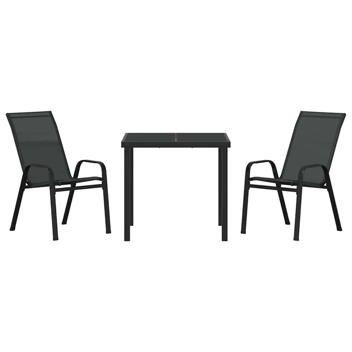 Have Spisebordssæt 3 pcs Sort Pulverlakeret stål