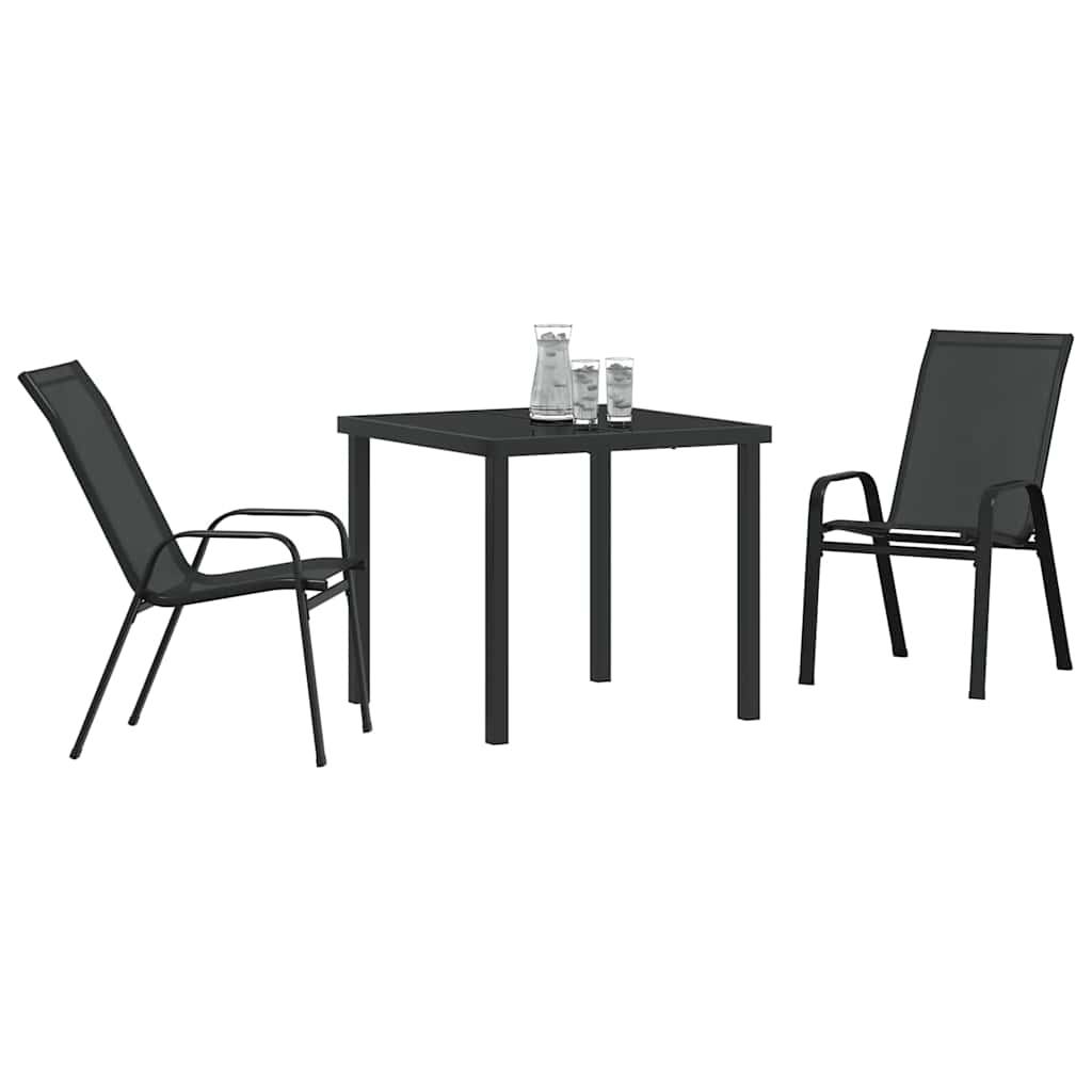 Have Spisebordssæt 3 pcs Sort Pulverlakeret stål