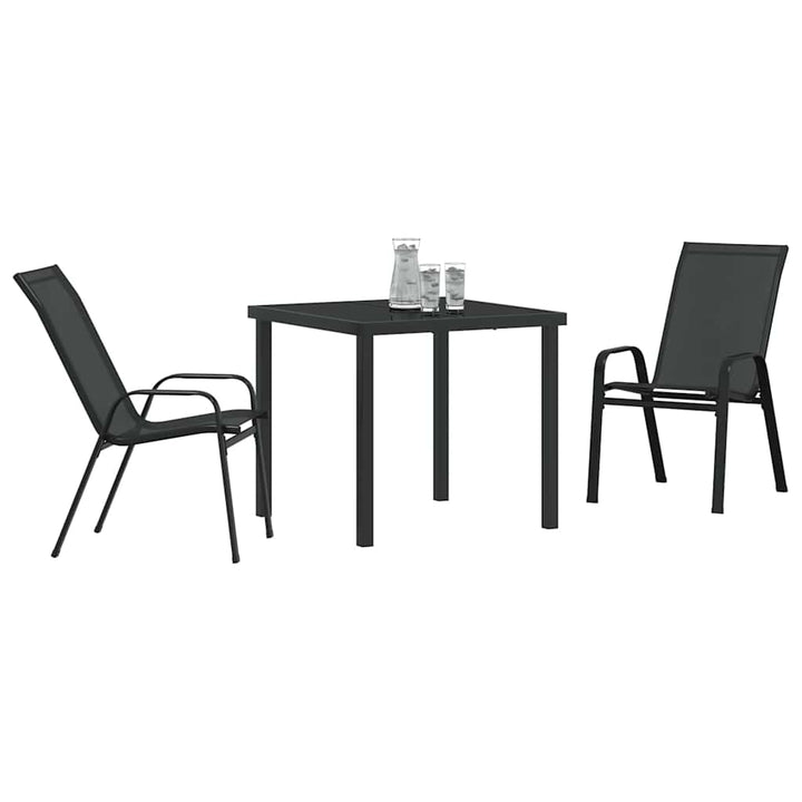 Have Spisebordssæt 3 pcs Sort Pulverlakeret stål