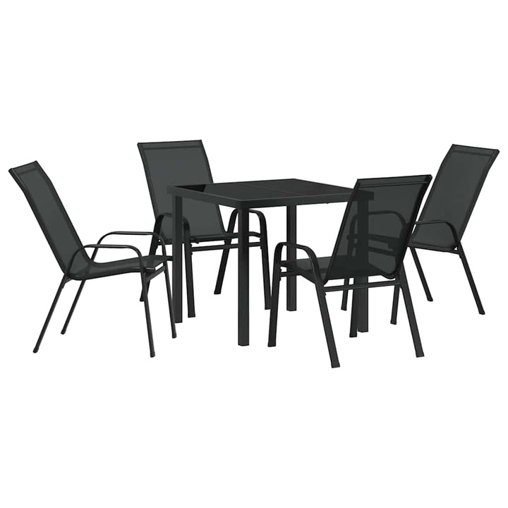Have Spisebordssæt 5 pcs Sort Pulverlakeret stål