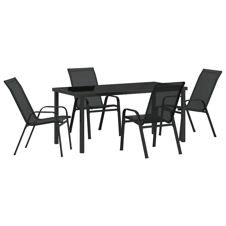 Have Spisebordssæt 5 pcs Sort Pulverlakeret stål