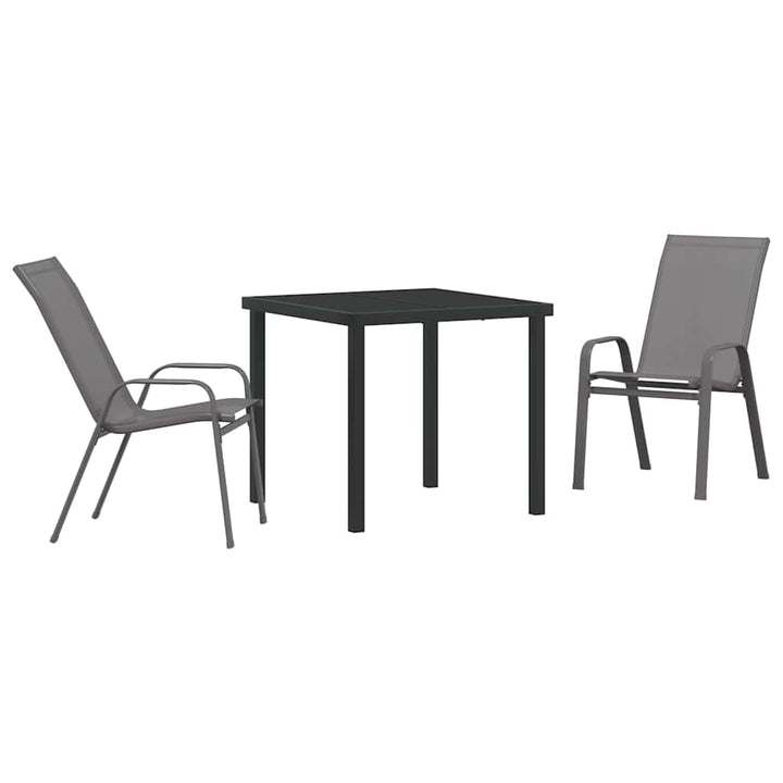 Have Spisebordssæt 3 pcs Grå og sort Pulverlakeret stål