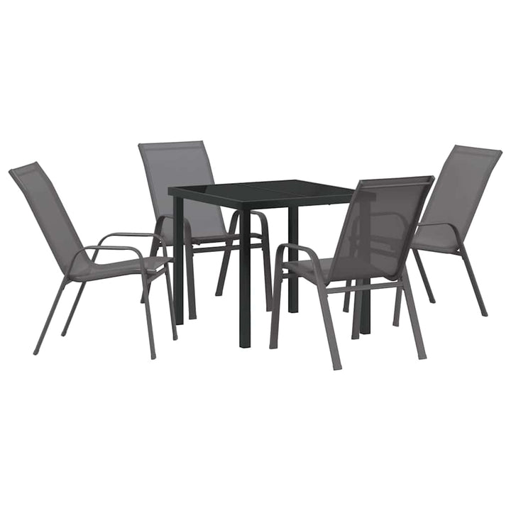Have Spisebordssæt 5 pcs Grå og sort Pulverlakeret stål