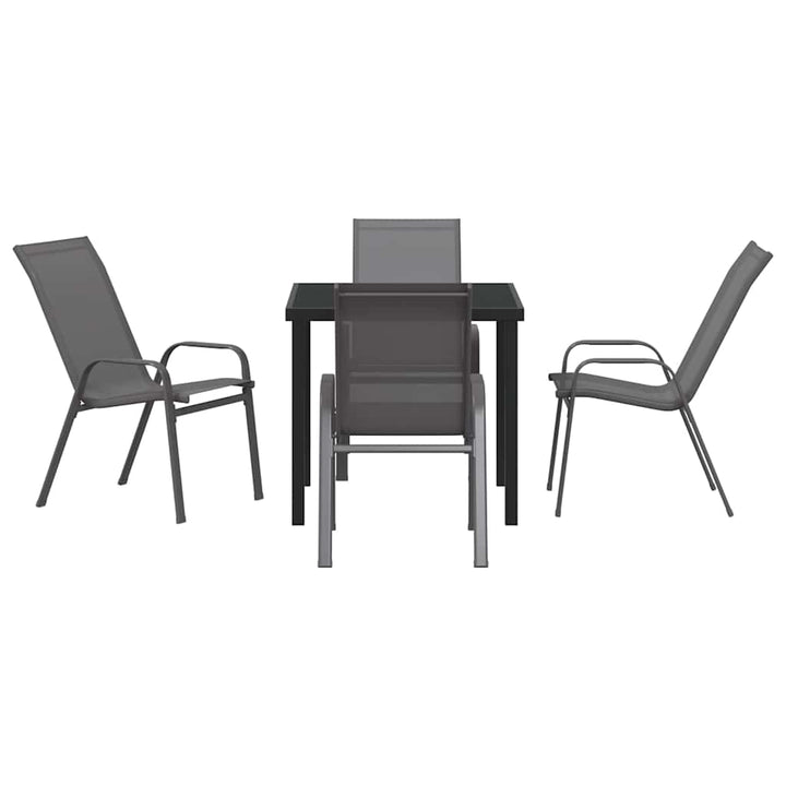 Have Spisebordssæt 5 pcs Grå og sort Pulverlakeret stål
