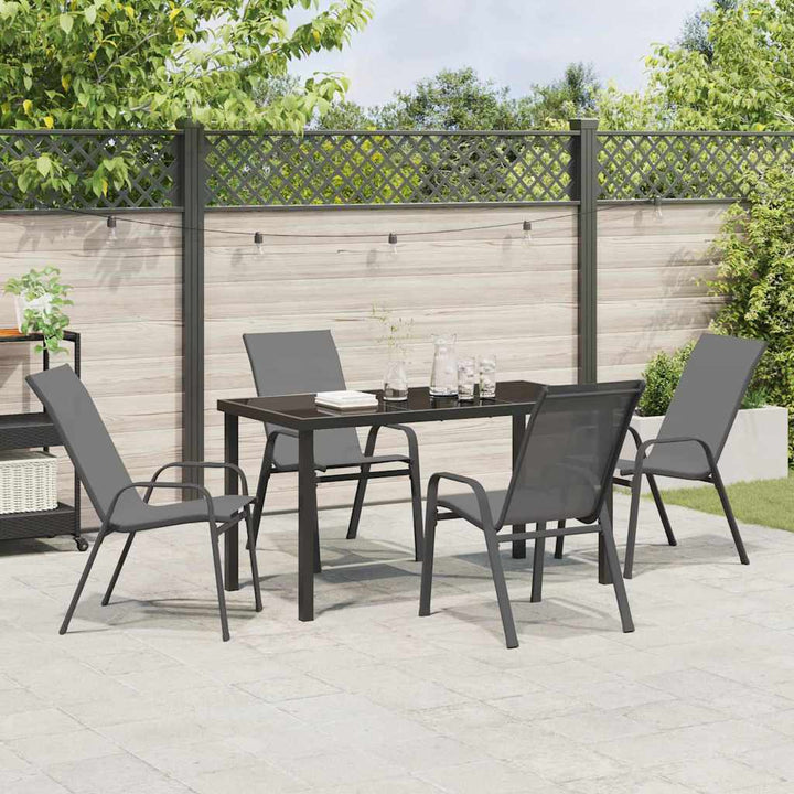 Have Spisebordssæt 5 pcs Grå og sort Pulverlakeret stål