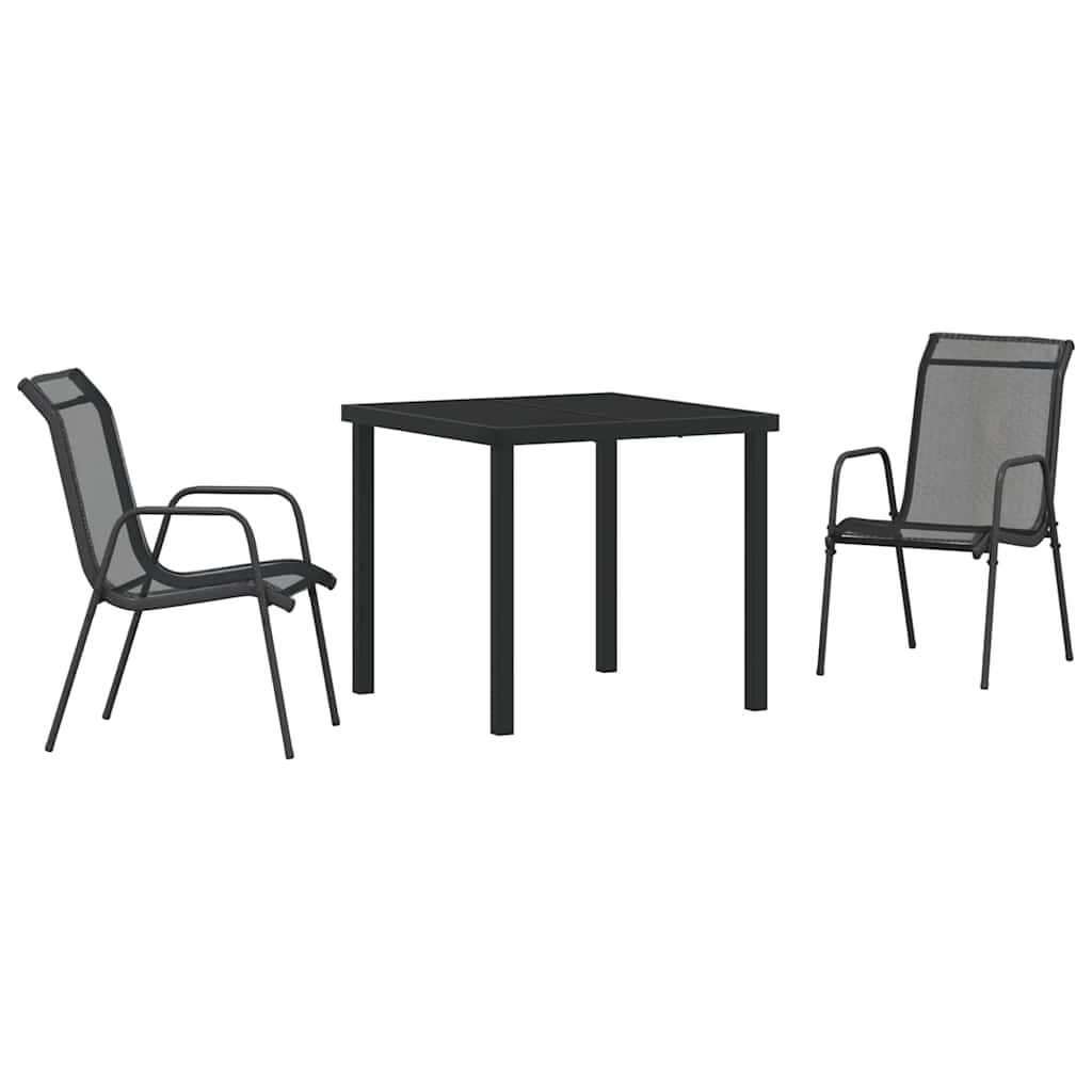 Have Spisebordssæt 3 pcs Sort Pulverlakeret stål