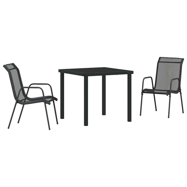 Have Spisebordssæt 3 pcs Sort Pulverlakeret stål