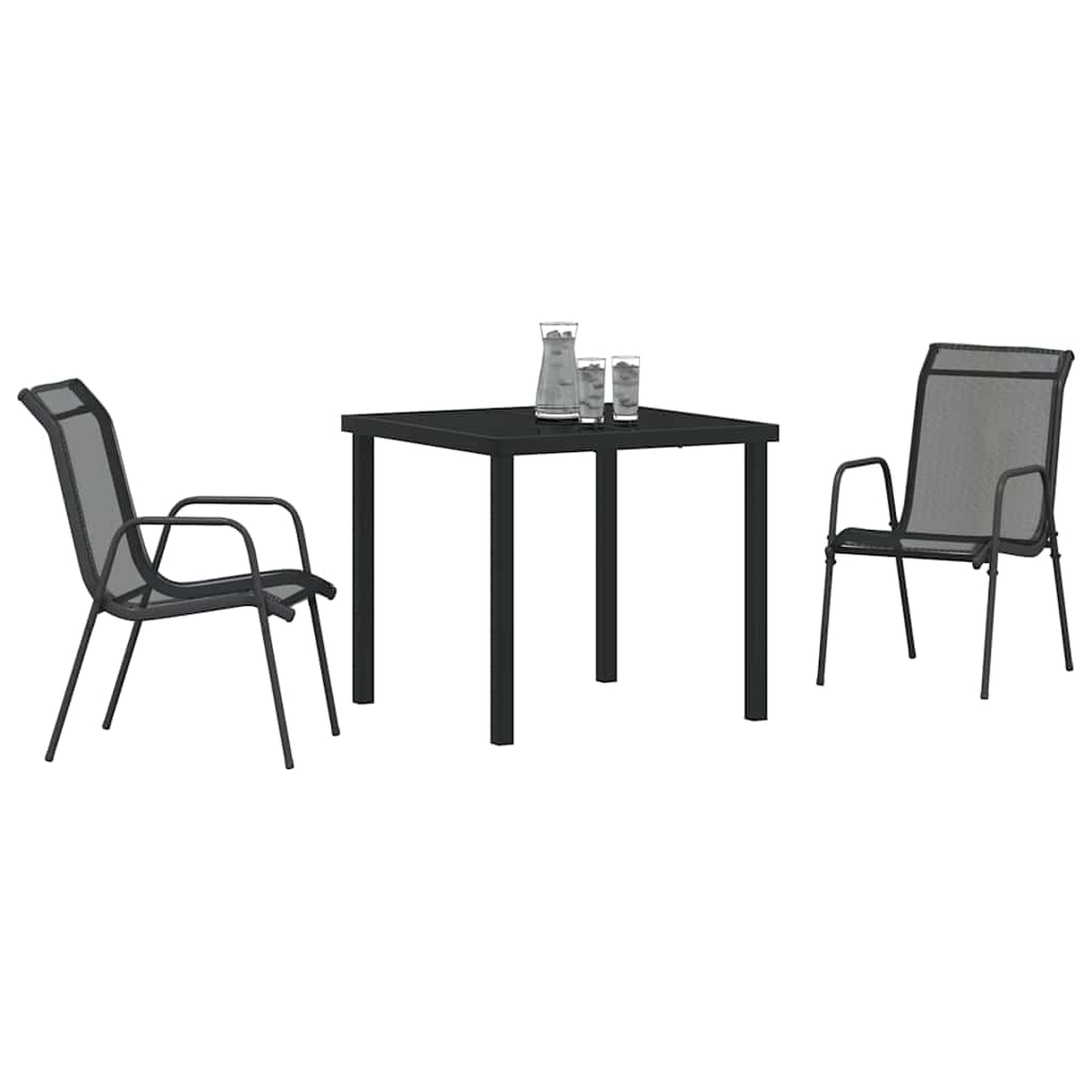Have Spisebordssæt 3 pcs Sort Pulverlakeret stål