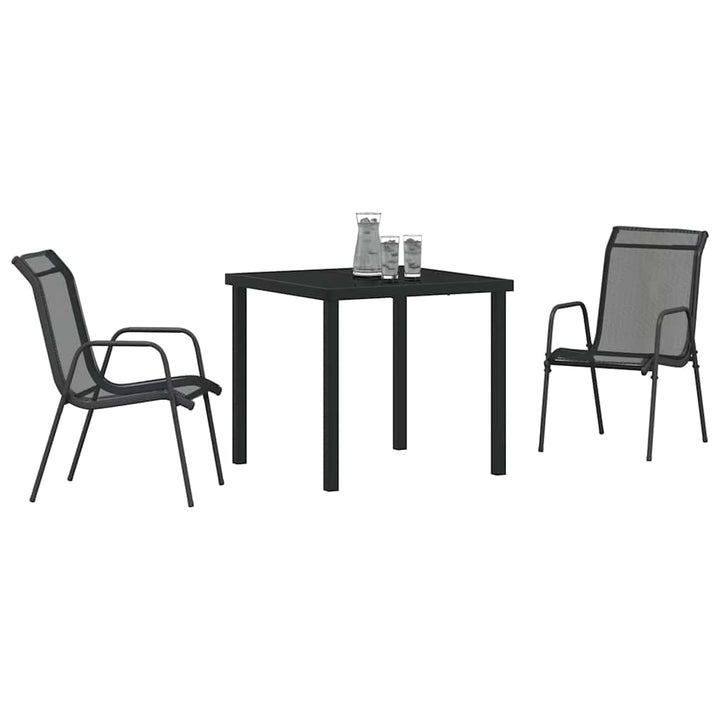 Have Spisebordssæt 3 pcs Sort Pulverlakeret stål
