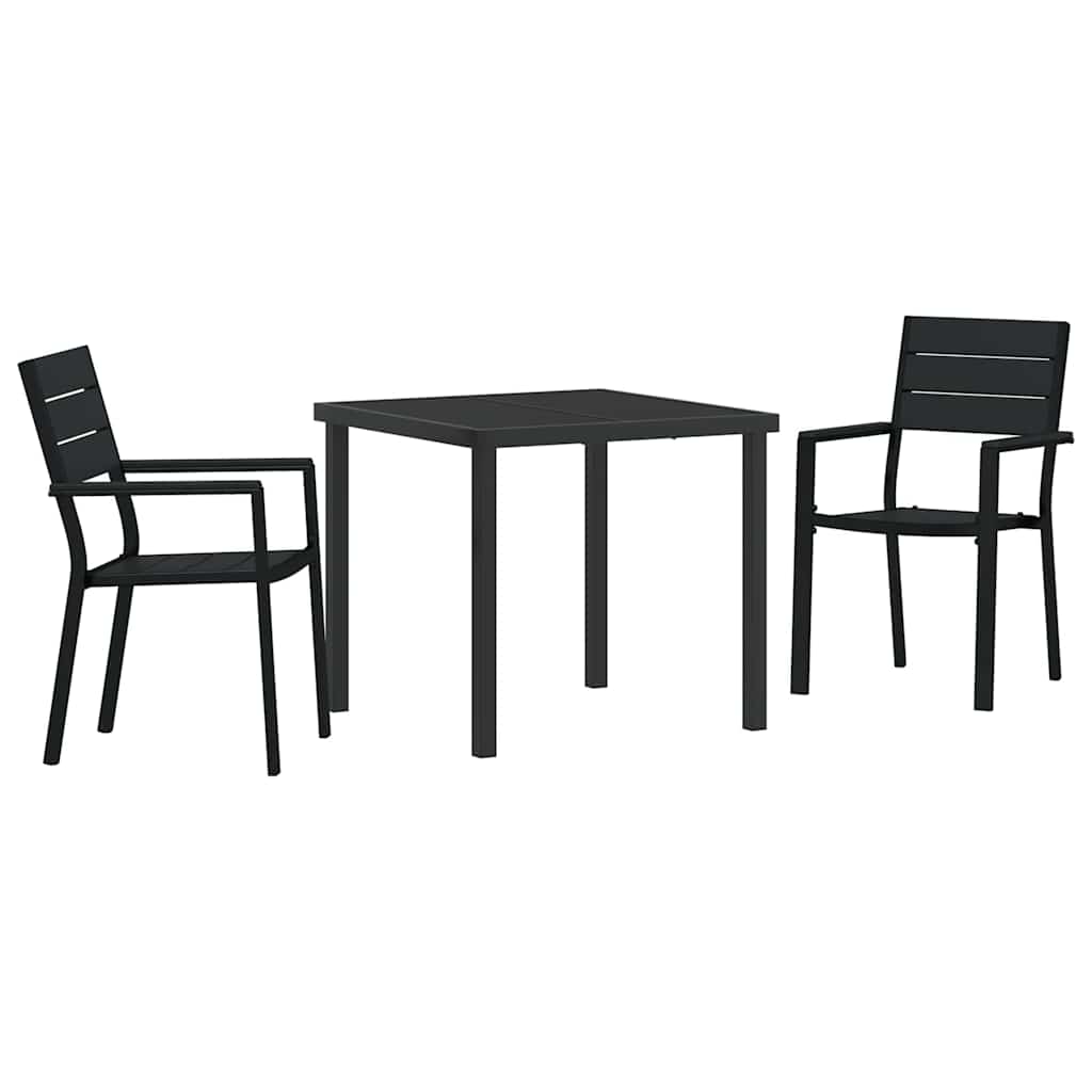 Have Spisebordssæt 3 pcs Sort Pulverlakeret stål