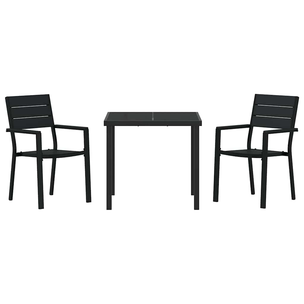 Have Spisebordssæt 3 pcs Sort Pulverlakeret stål