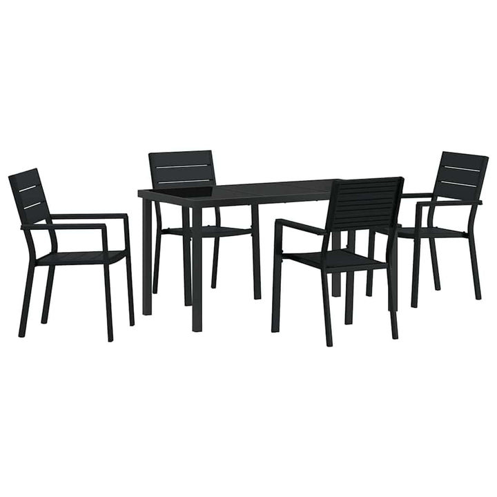Have Spisebordssæt 5 pcs Sort Pulverlakeret stål