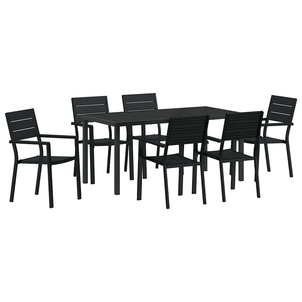 Have Spisebordssæt 7 pcs Sort Pulverlakeret stål