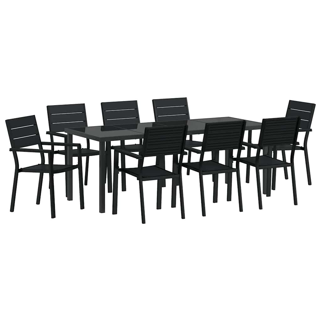 Have Spisebordssæt 9 pcs Sort Pulverlakeret stål