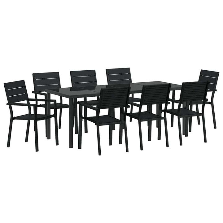 Have Spisebordssæt 9 pcs Sort Pulverlakeret stål