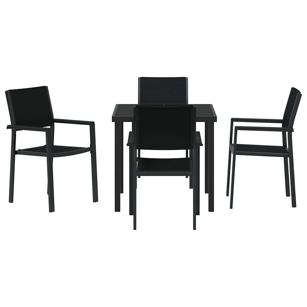 Have Spisebordssæt 5 pcs Sort Pulverlakeret stål
