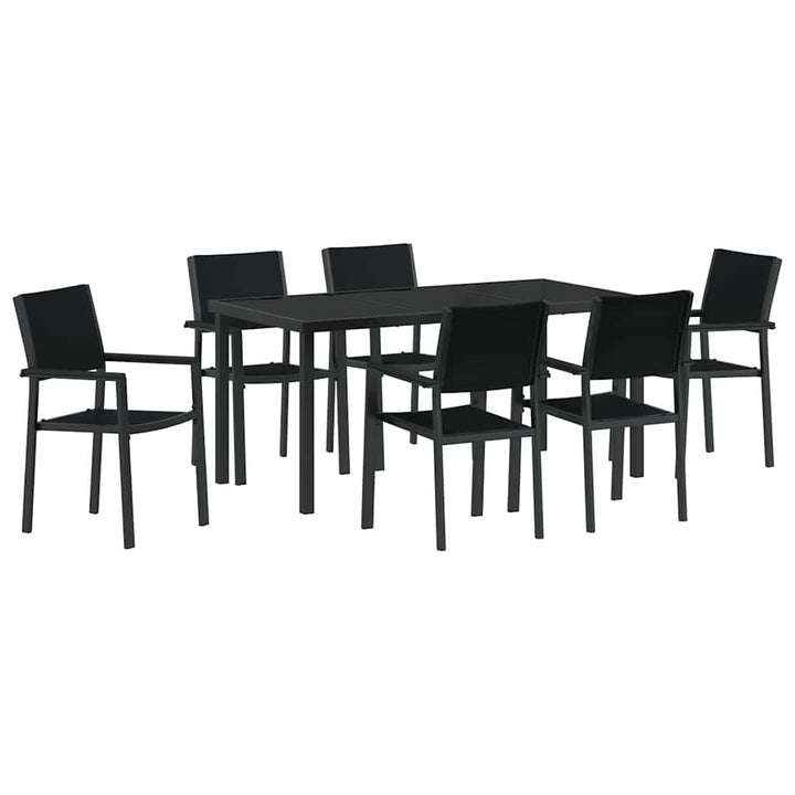 Have Spisebordssæt 7 pcs Sort Pulverlakeret stål