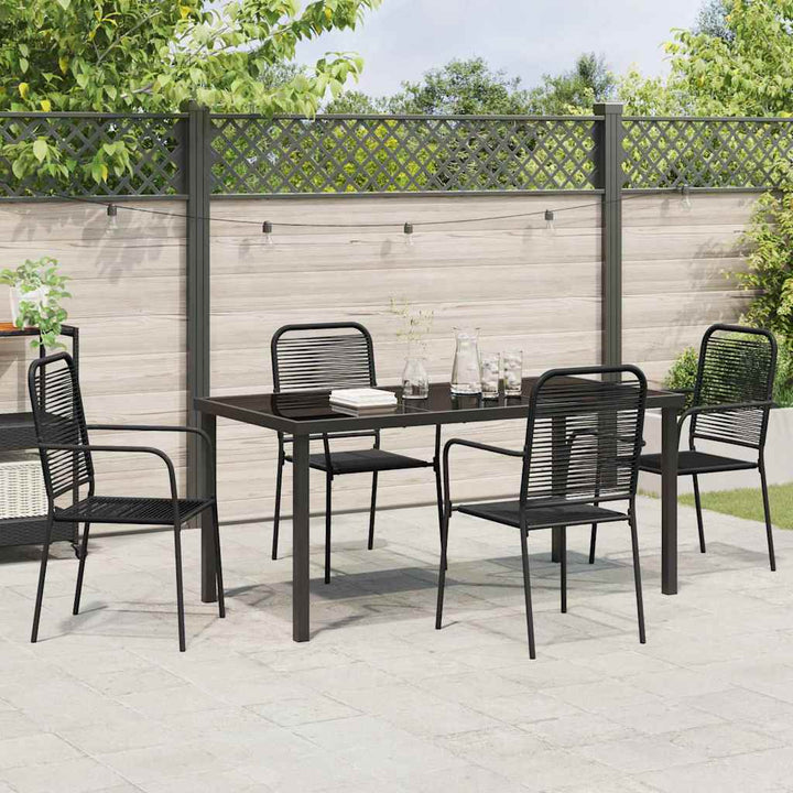 Have Spisebordssæt 5 pcs Sort Pulverlakeret stål