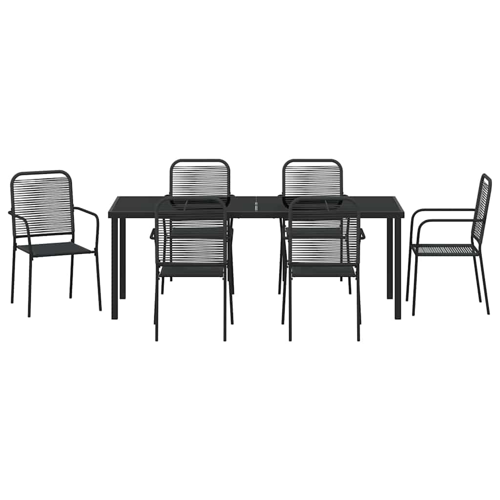 Have Spisebordssæt 7 pcs Sort Pulverlakeret stål