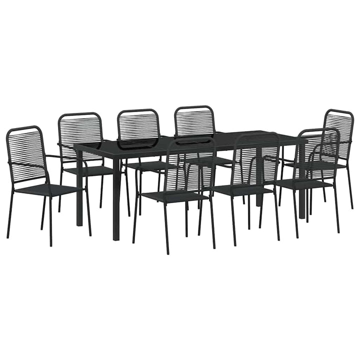 Have Spisebordssæt 9 pcs Sort Pulverlakeret stål