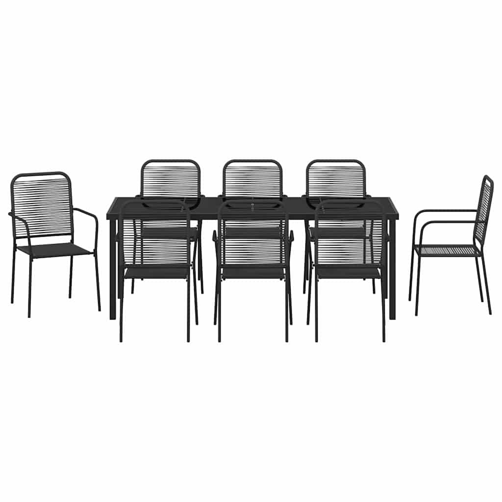 Have Spisebordssæt 9 pcs Sort Pulverlakeret stål
