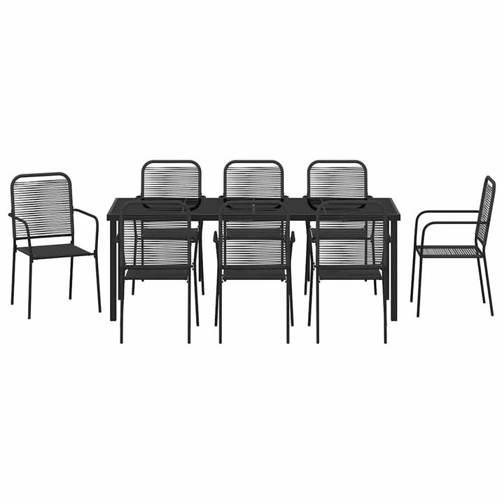 Have Spisebordssæt 9 pcs Sort Pulverlakeret stål