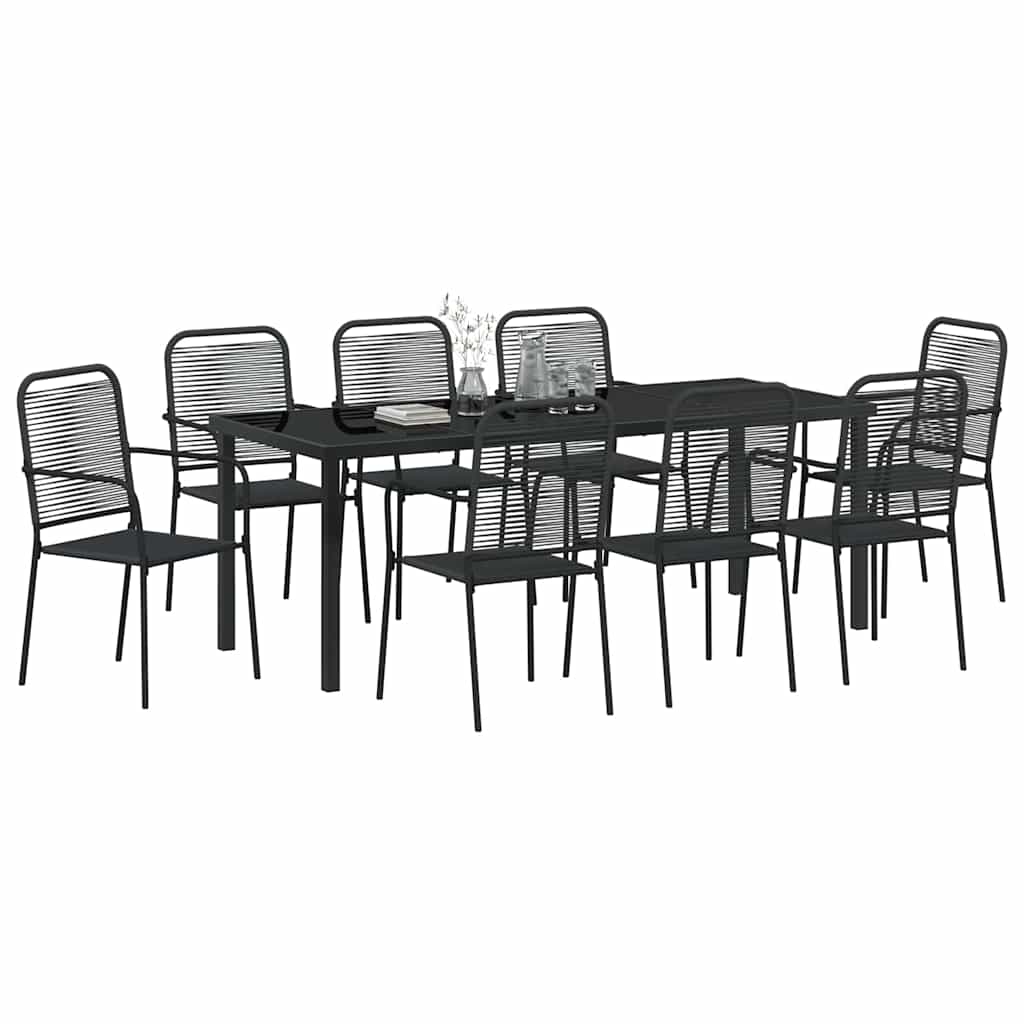 Have Spisebordssæt 9 pcs Sort Pulverlakeret stål