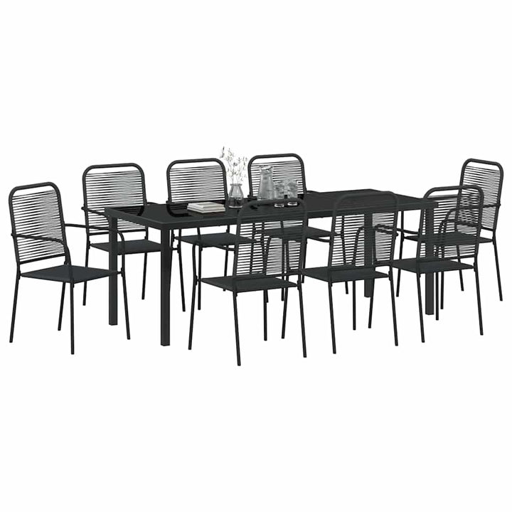 Have Spisebordssæt 9 pcs Sort Pulverlakeret stål
