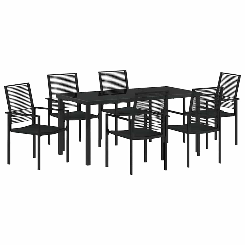 Have Spisebordssæt 7 pcs Sort Pulverlakeret stål