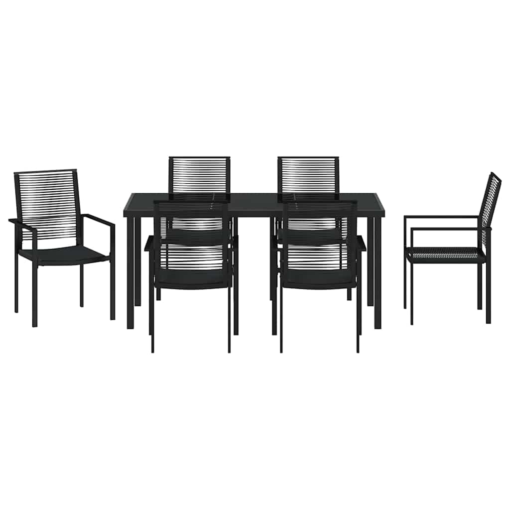 Have Spisebordssæt 7 pcs Sort Pulverlakeret stål