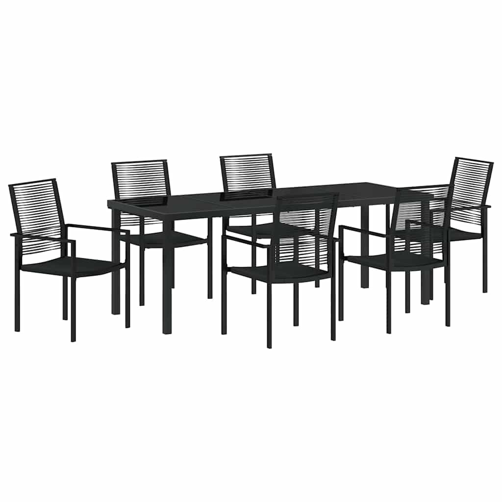 Have Spisebordssæt 7 pcs Sort Pulverlakeret stål