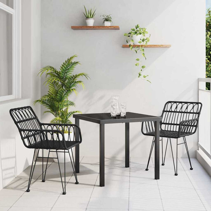 Have Spisebordssæt 3 pcs Sort Pulverlakeret stål