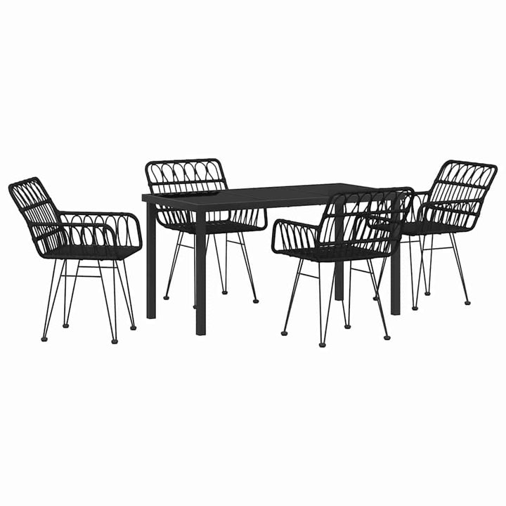 Have Spisebordssæt 5 pcs Sort Pulverlakeret stål