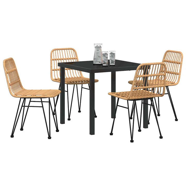 Have Spisebordssæt 5 pcs Brun Pulverlakeret stål