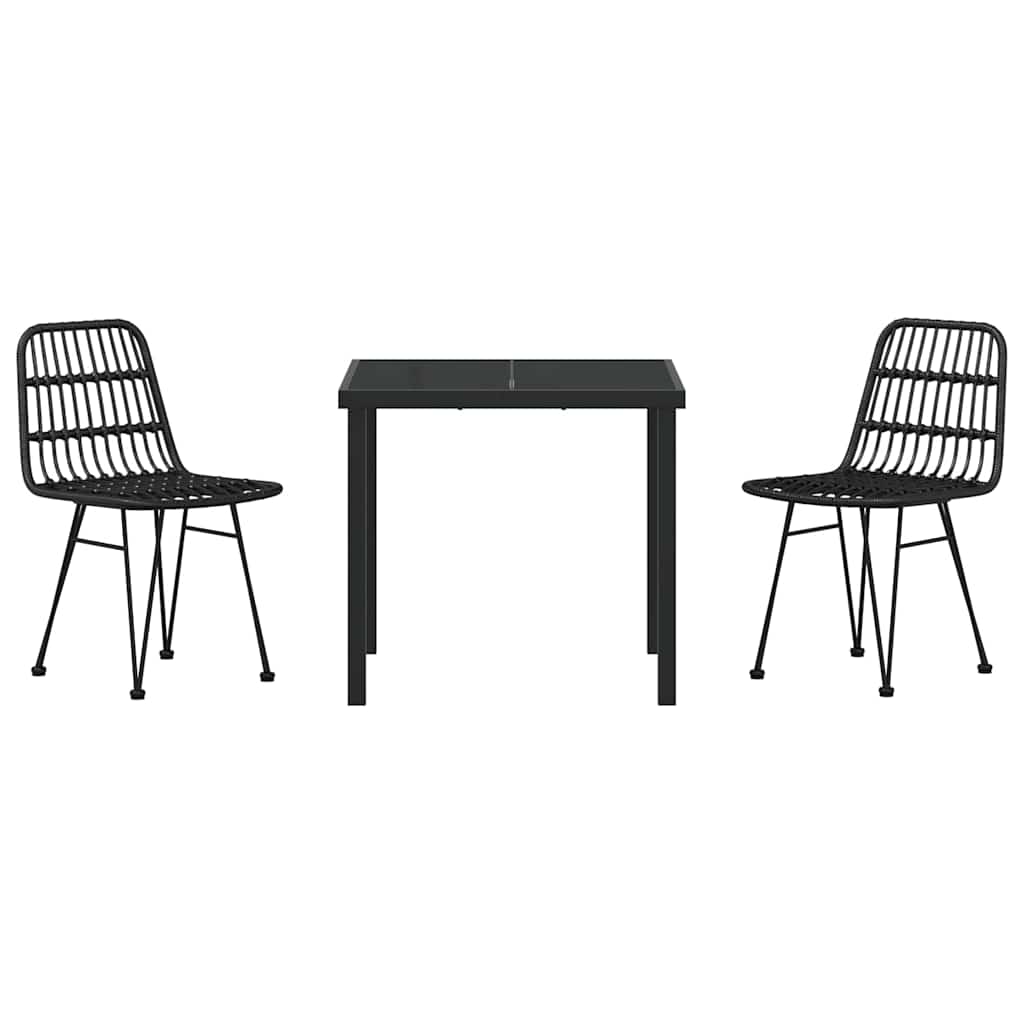 Have Spisebordssæt 3 pcs Sort Pulverlakeret stål