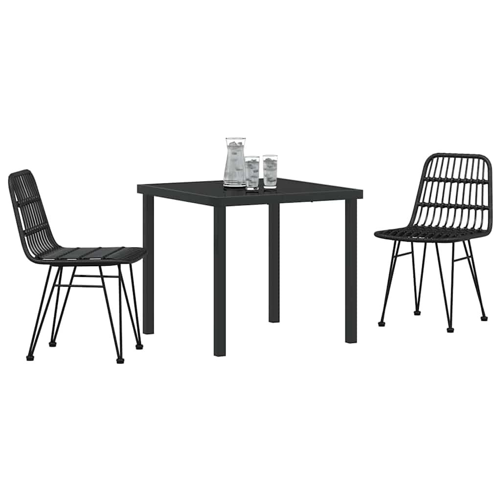 Have Spisebordssæt 3 pcs Sort Pulverlakeret stål