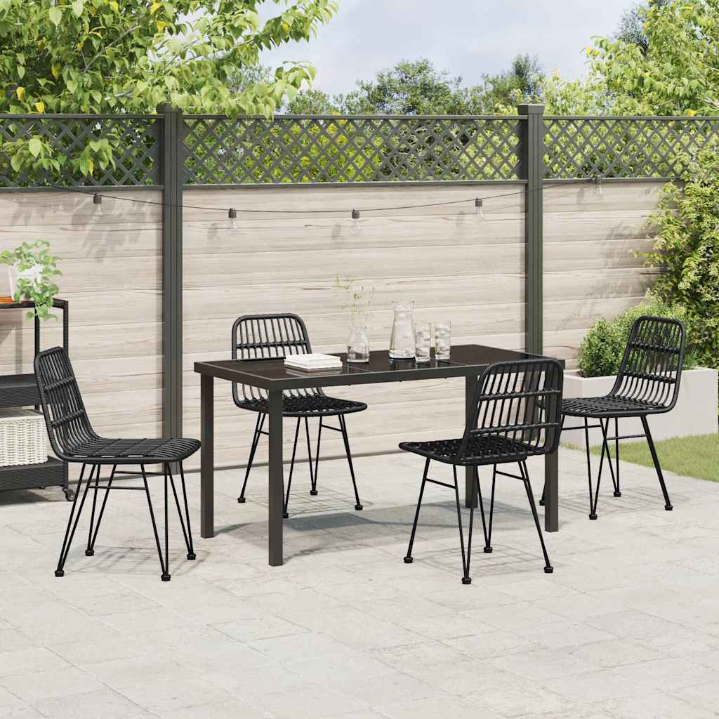 Have Spisebordssæt 5 pcs Sort Pulverlakeret stål