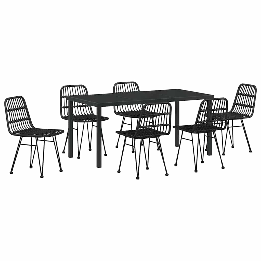 Have Spisebordssæt 7 pcs Sort Pulverlakeret stål