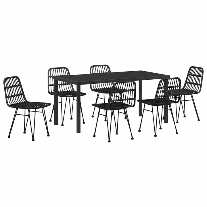 Have Spisebordssæt 7 pcs Sort Pulverlakeret stål