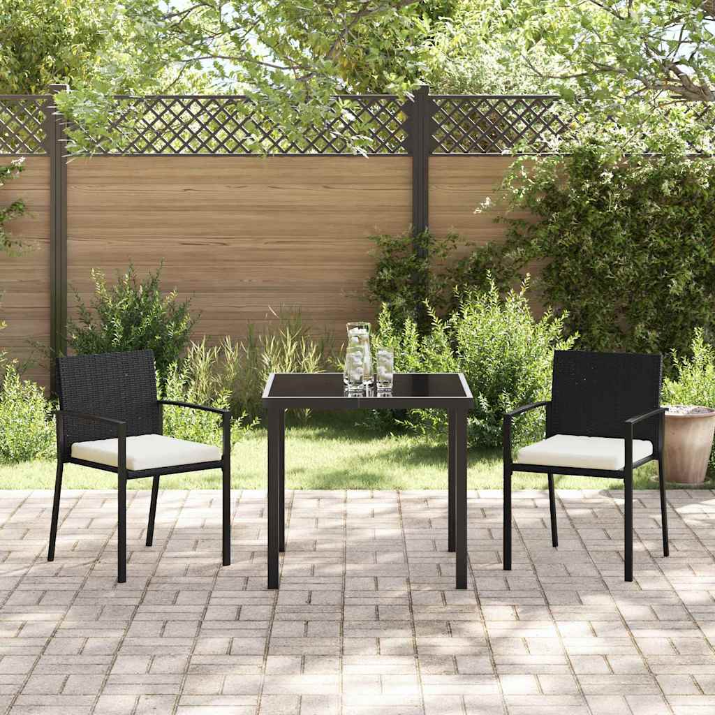 Have Spisebordssæt 3 pcs Sort Pulverlakeret stål